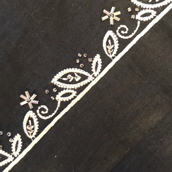 Anne Carson Linen Skirt: Black with Embellishments - Picture 4 of 6